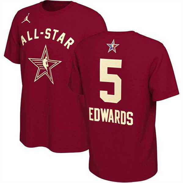 Men's 2024 All-Star #5 Anthony Edwards Crimson T-Shirt,We sell and wholesale Men's 2024 All-Star #5 Anthony Edwards Crimson T-Shirt on line form chian!